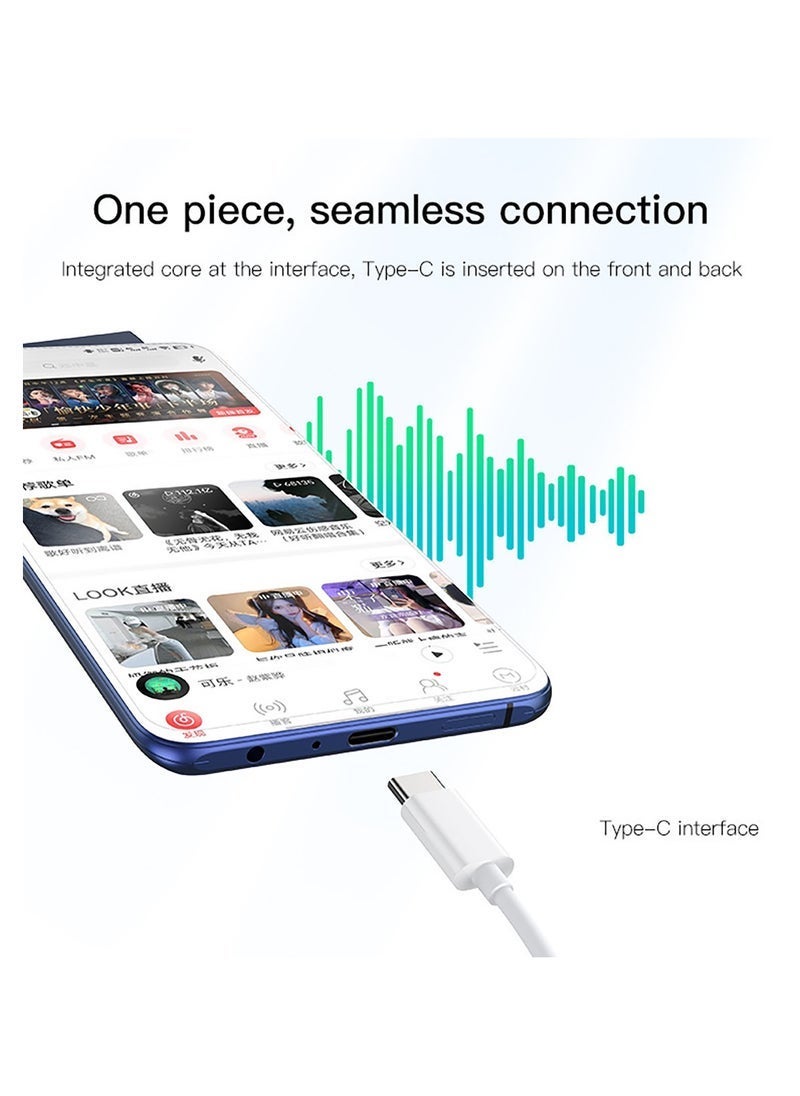 ELTRAZONE YH38 Type-C Wired Earphones with Microphone – High Quality Stereo Sound Headset for Smartphones, USB-C Earbuds with In-Line Controls for Music & Calls – White - Image 2