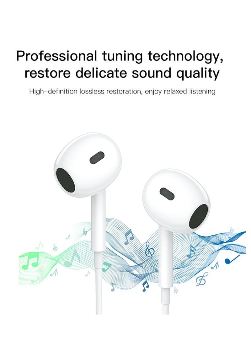 ELTRAZONE YH38 Type-C Wired Earphones with Microphone – High Quality Stereo Sound Headset for Smartphones, USB-C Earbuds with In-Line Controls for Music & Calls – White - Image 4