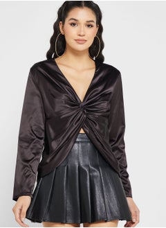 Satin Plunge Neck Top