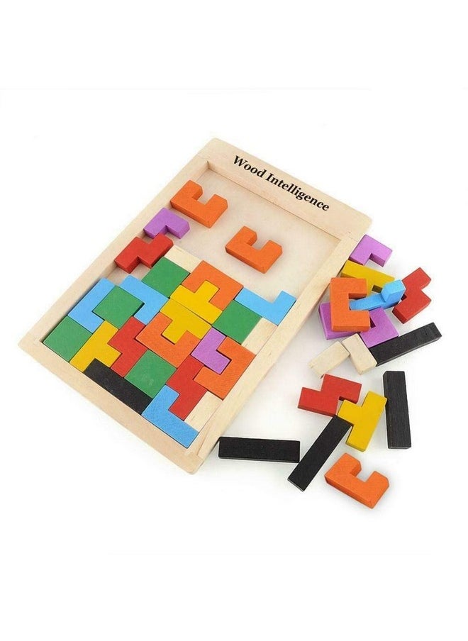 Seven Moon - Seven Moon Wooden Tile Blocks Set for Kids; 8 Colour Building, Stacking, Racing, Tumbling & Toppling Toy for Gifting Boys & Girls (40 Pcs) - Image 1