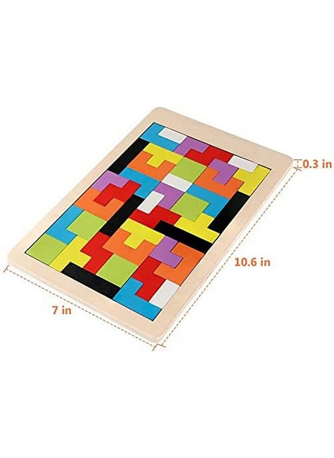 Seven Moon - Seven Moon Wooden Tile Blocks Set for Kids; 8 Colour Building, Stacking, Racing, Tumbling & Toppling Toy for Gifting Boys & Girls (40 Pcs) - Image 1