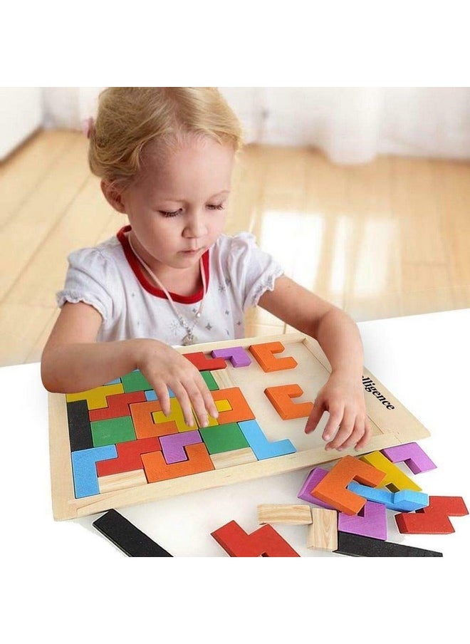 Seven Moon - Seven Moon Wooden Tile Blocks Set for Kids; 8 Colour Building, Stacking, Racing, Tumbling & Toppling Toy for Gifting Boys & Girls (40 Pcs) - Image 1