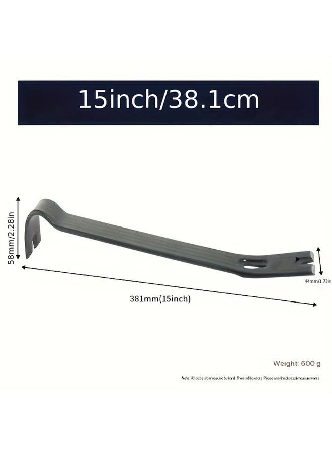 15 Inch Heavy Duty Flat Pry Bar Nail Puller Utility Claw Bar High Carbon Steel Tool - Image 2