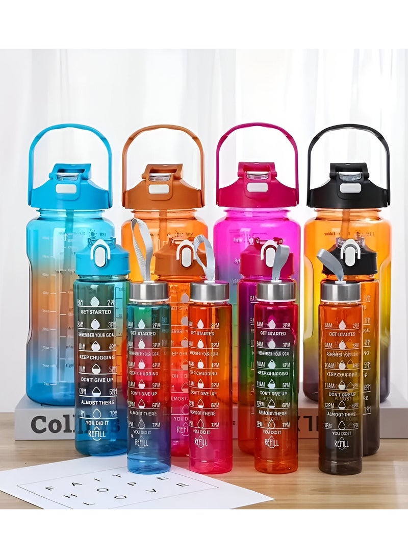 MXM Sports Water Bottles Set of 3, Motivational Plastic Bottle with Time Capacity for School Office Home Gym Fitness Cycling 2L, 700ml, 500ml   (Blue)  - Image 5