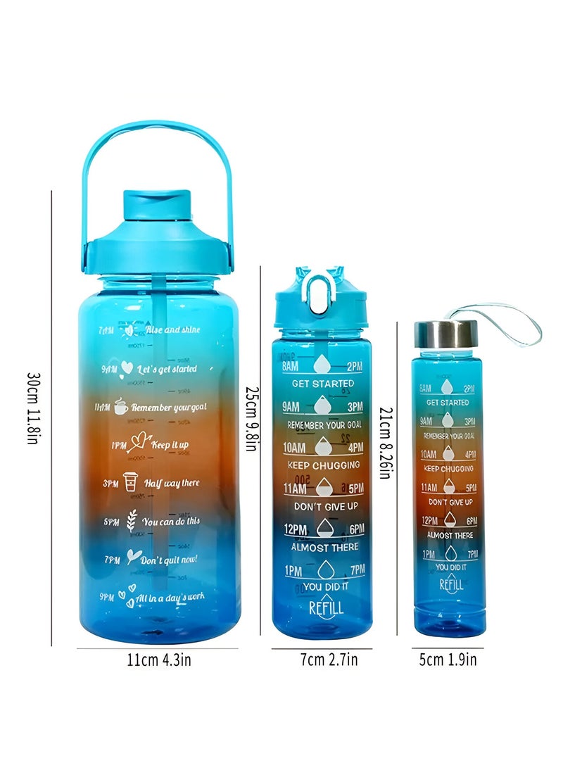 MXM Sports Water Bottles Set of 3, Motivational Plastic Bottle with Time Capacity for School Office Home Gym Fitness Cycling 2L, 700ml, 500ml   (Blue)  - Image 4