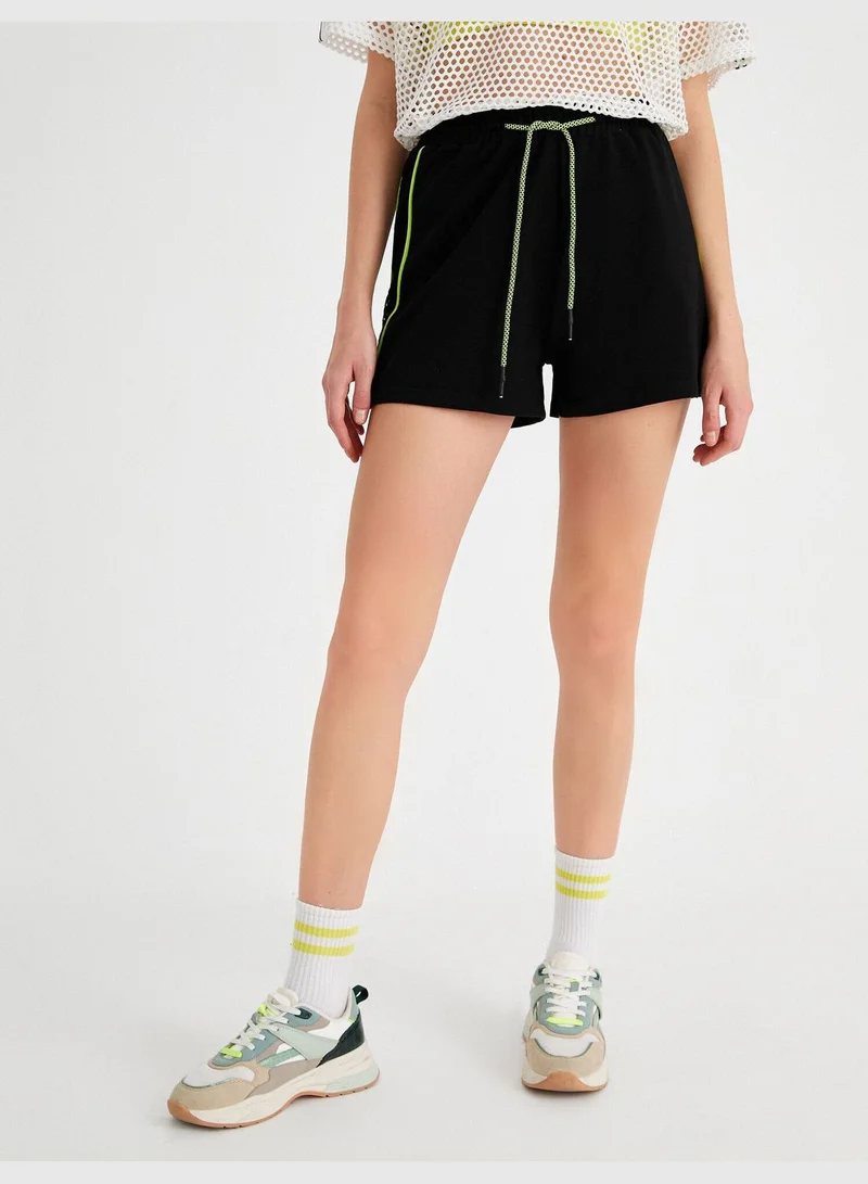 KOTON Neon Striped Elastic Waist Shorts