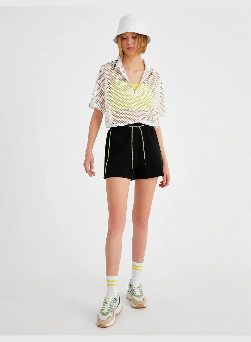 KOTON Neon Striped Elastic Waist Shorts