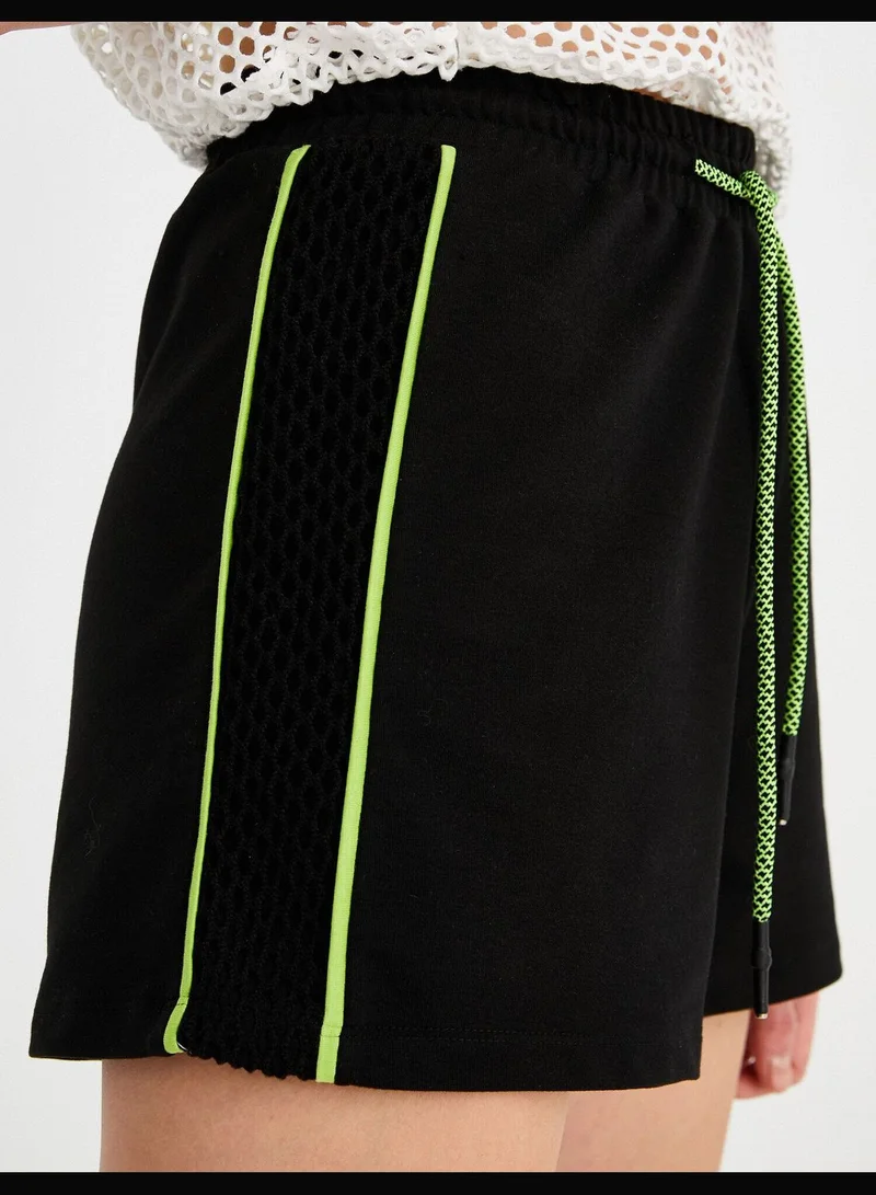 KOTON Neon Striped Elastic Waist Shorts
