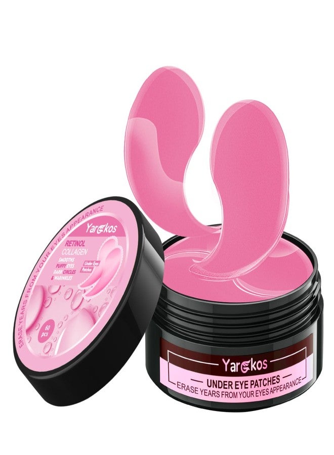 Yargkos 60 Pcs Pink Under Eye Patches, 30 Pairs Undereye Mask for Puffy Eyes Dark Circles Treatment, Collagen Gel Pads Hydrating for Eye Bags Puffiness Wrinkle, Women Men Beauty Skin Care Products - Image 1