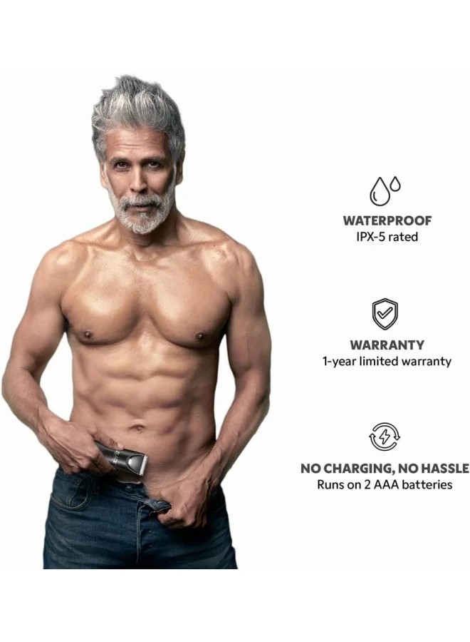 Zlade  ZLADE Ballistic LITE Manscaping Body Trimmer | AAA Battery Powered | Waterproof, Travel Lock | For Beard, Pubic Hair & Private Parts | Zero Irritation Grooming for Men | Best Price UAE