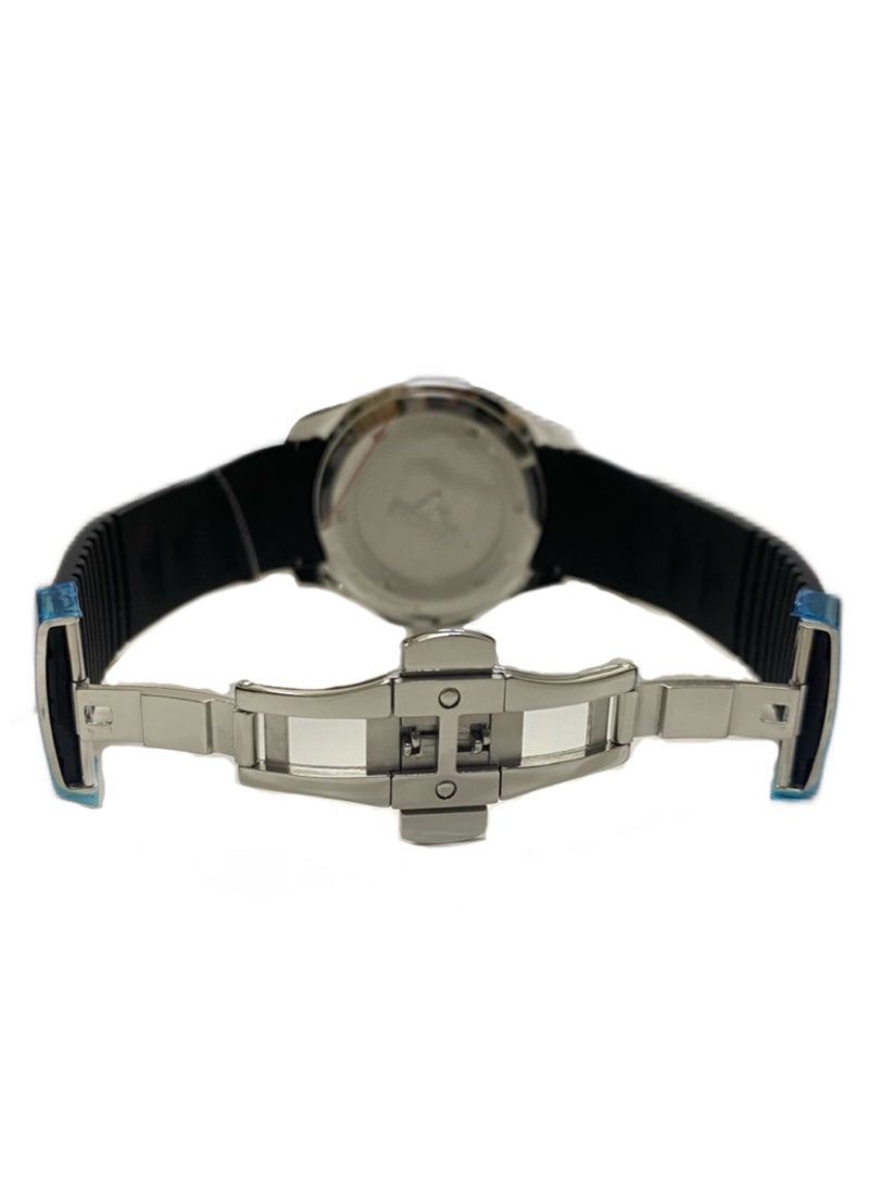 Fitron - Men’s Wrist Watch with Stainless Steel Case, Black Rubber Strap and Black Dial with Date - Image 1