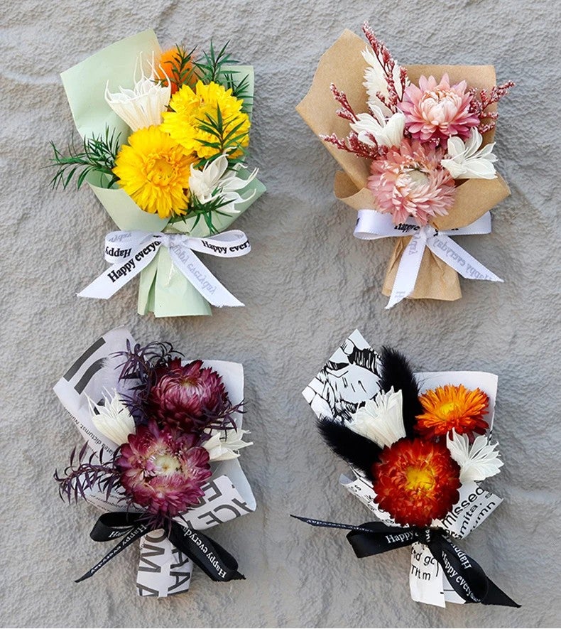 Bluejw Small Natural Dried Flower Arrangement - Mini Dried Plants Bouquet for Wedding Party, Holiday Gift, Car Decor - Image 3