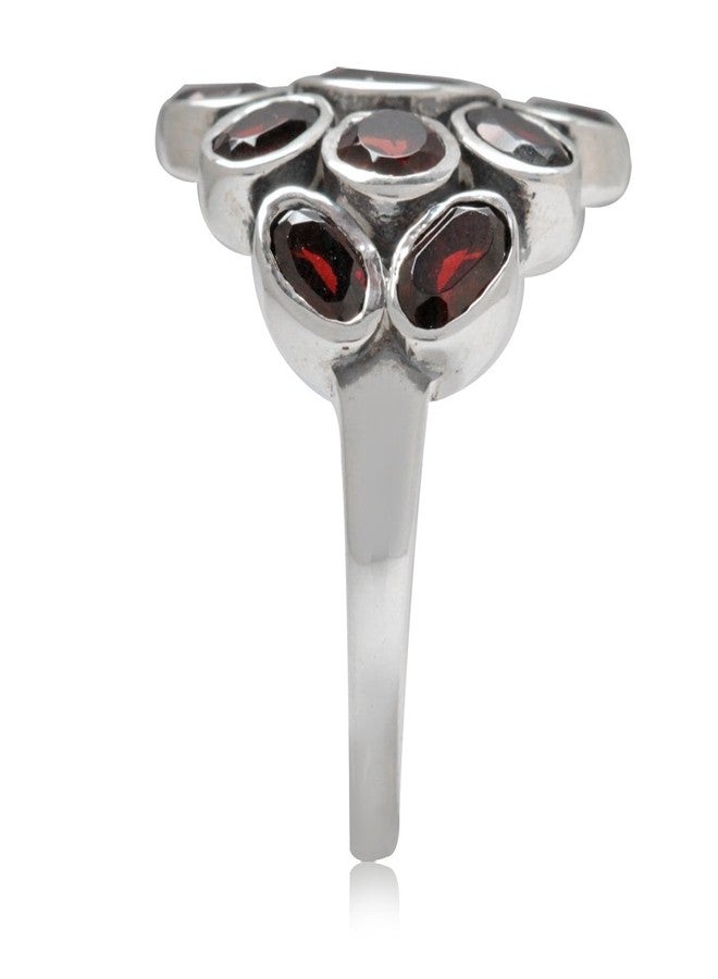 Silvershake 4.75ct. Natural Garnet White Gold Plated 925 Sterling Silver Cluster Cocktail Ring Size 10 - Image 3