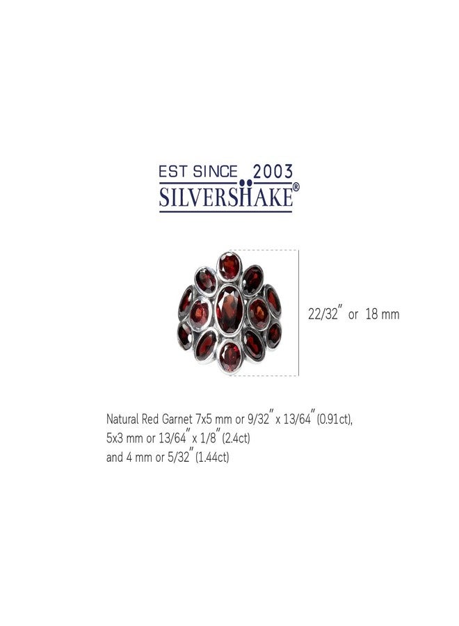 Silvershake 4.75ct. Natural Garnet White Gold Plated 925 Sterling Silver Cluster Cocktail Ring Size 10 - Image 2