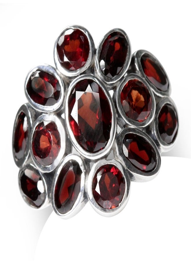 Silvershake 4.75ct. Natural Garnet White Gold Plated 925 Sterling Silver Cluster Cocktail Ring Size 10 - Image 1