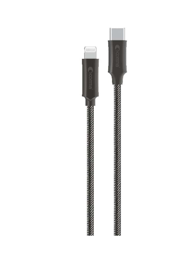 Comma Jub Series MFi Certified Zinc Woven PD Cable, 5V 2.4A 1.5M EC416 - Black - Image 1