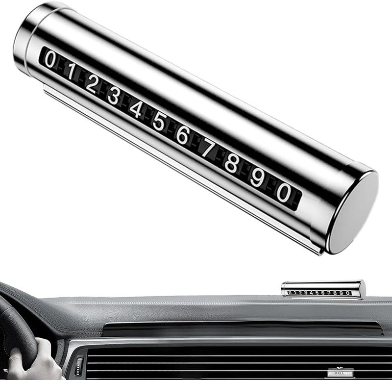 أسطوانة لوحة وقوف مؤقتة فضية لرقم الهاتف بطاقة توقف الترخيص - Image 2