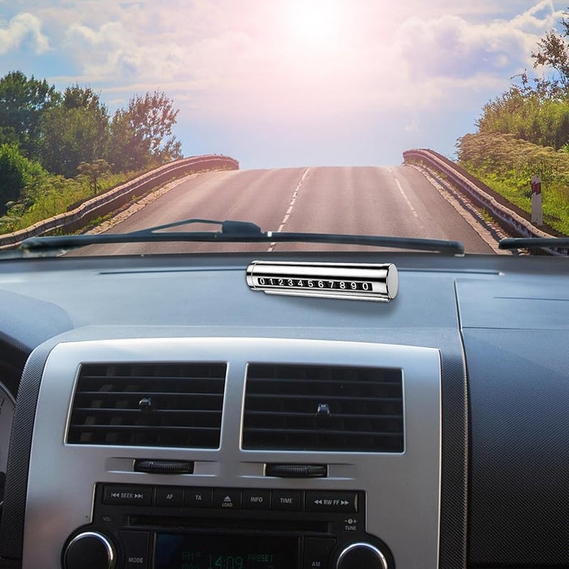 أسطوانة لوحة وقوف مؤقتة فضية لرقم الهاتف بطاقة توقف الترخيص - Image 4