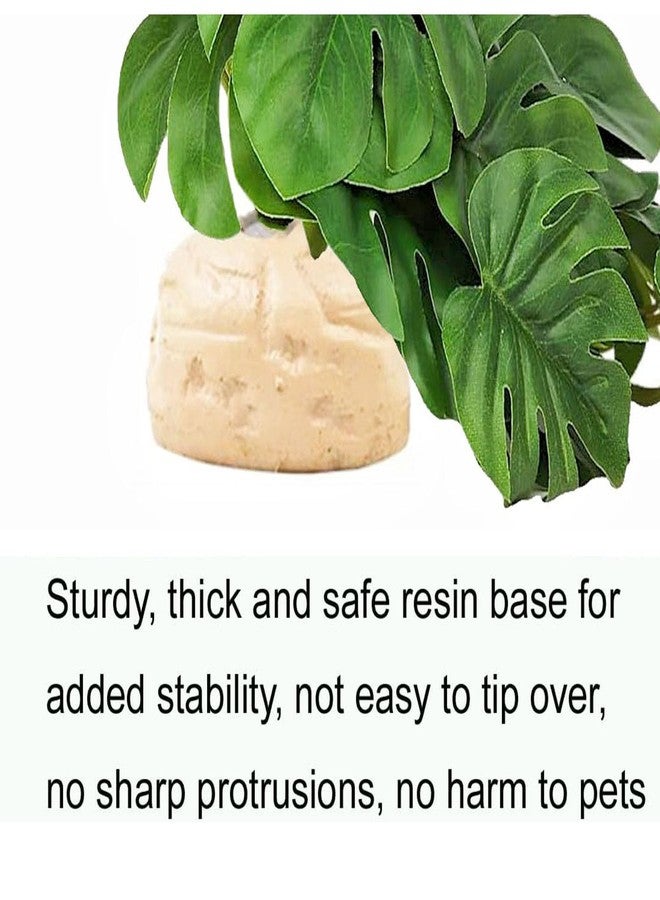 KERUIDENG Reptile Plants for Terrarium Decor,Amphibian Habitat Decor,Artificial Plants for Gecko Chameleon Snake Tortoise Tank Accessories with Base (Monstera deliciosa) - Image 2