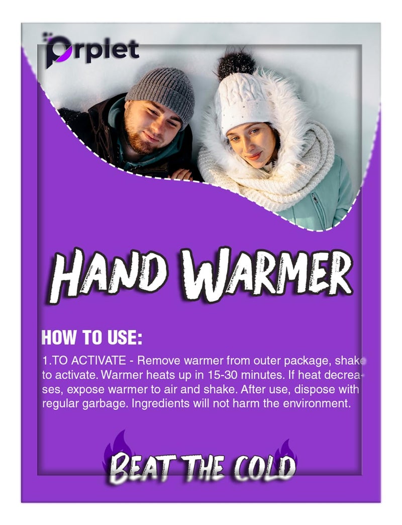Prplet Hand Warmer Patches Pack of 5 | 8+ Hrs Heat | Winter Travel Camping Trekking Essentials & Accessories | Outdoor for Men, Women & Kids | Eco-Friendly Disposable (Hand Warmer (Pack of 5 Pair)) - Image 1