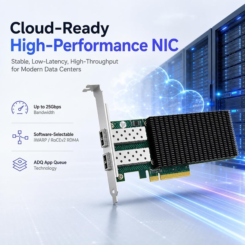 GLOTRENDS ST7341 2-Port 25G SFP28 Ethernet Network Card with Intel E810-XXVAM2 Controller, PCIE 4.0 X8 Interface, Support Windows 11/10/Windows Server/Linux/RHEL/SLES/Ubuntu/Debian/Freebsd - Image 5