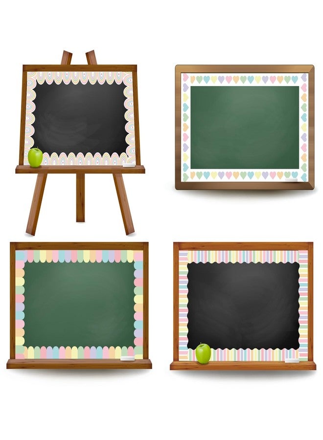 Whaline 60Pcs Pastel Bulletin Board Border Colorful Rainbow Heart Dot Stripe Decorative Adhesive Scalloped Borders for Back to Shool Home Classroom Party Decor, 70Ft - Image 4