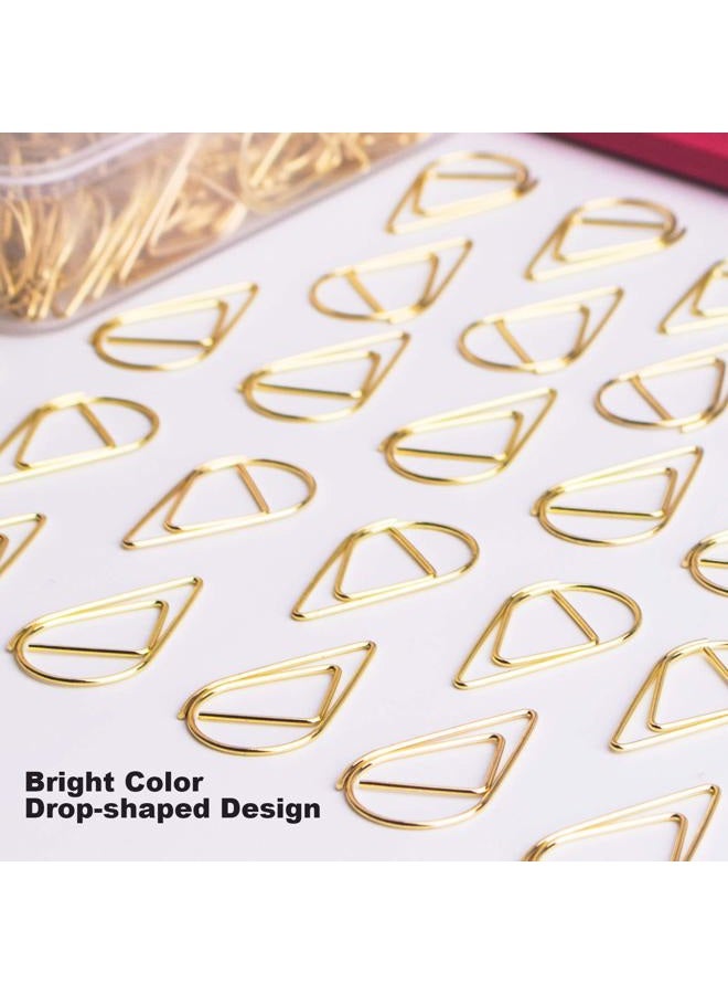 VENCINK 300 Pieces Gold Cute Paper Clips Smooth Stainless Steel Drop-Shaped Wire Small Paperclips for Office Supplies Girls Kids School Students Paper Document Organizing by - Image 2