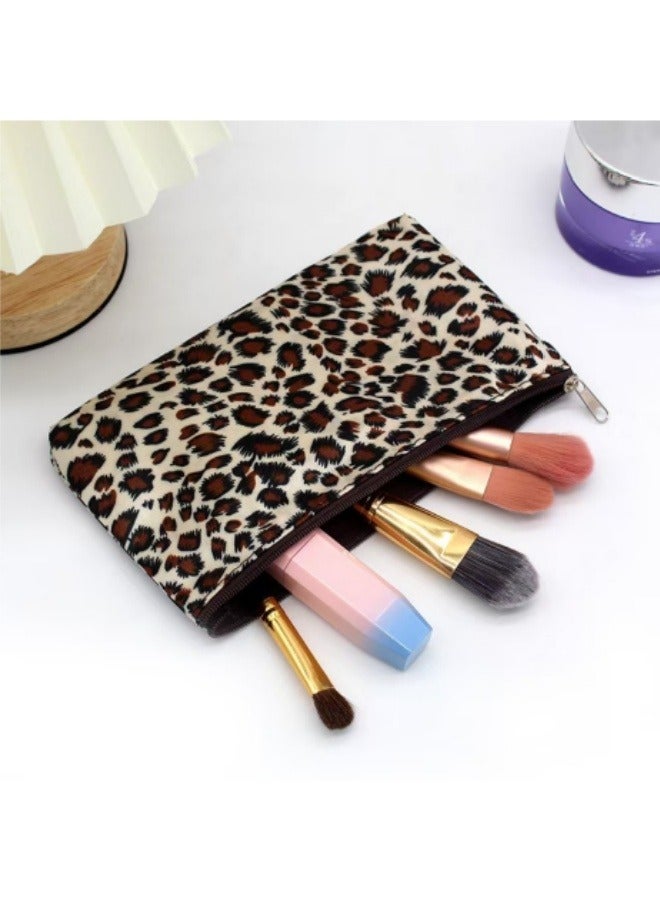 Leopard Print Cosmetic Bag Horizontal Square Zipper Cosmetic Toiletries Bag - Image 2