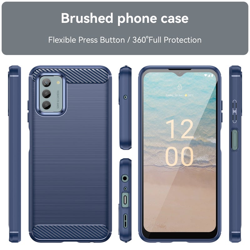 HuHa Case Cover For Nokia G42 Carbon Fiber Brushed Texture TPU Phone Case(Blue) - Image 2