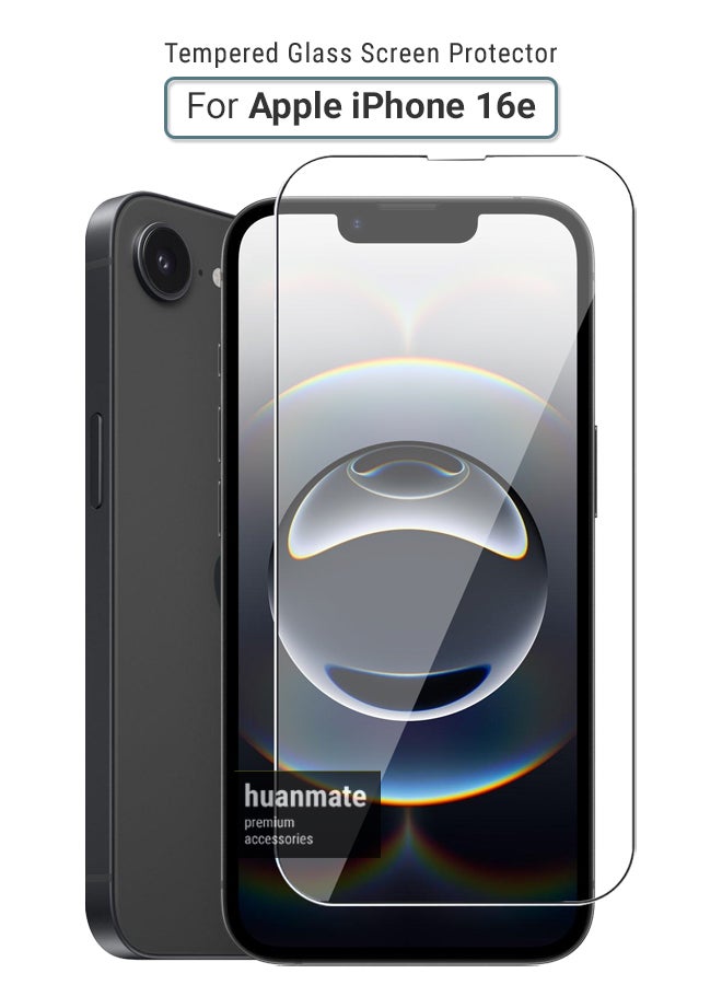 هووانميت واقي شاشة لهاتف أبل آيفون 16 إي - زجاج مقسى، شفافية عالية، لمسة رقيقة، مضاد للانفجار، حواف مقوسة ناعمة، سهل التركيب، واقي شاشة لهاتف أبل آيفون 16 إي - Image 1
