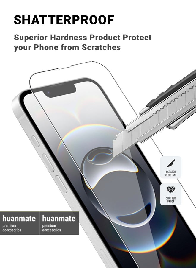 هووانميت واقي شاشة لهاتف أبل آيفون 16 إي - زجاج مقسى، شفافية عالية، لمسة رقيقة، مضاد للانفجار، حواف مقوسة ناعمة، سهل التركيب، واقي شاشة لهاتف أبل آيفون 16 إي - Image 3