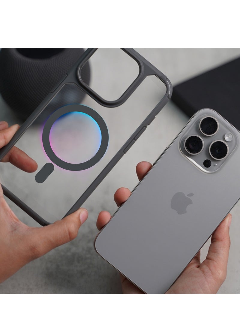 YoYoTech Designed for iPhone 15 Pro Magnetic case Compatible with Magsafe Defender Military Shockproof,Hard Back Case,Ultra-Thin Crystal Back-Anti-Scratch Cover-Natural Titanium  - Image 3