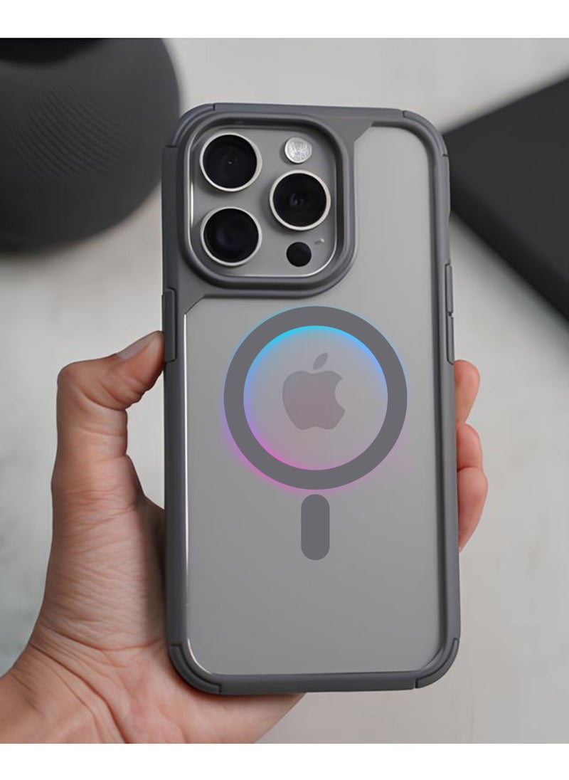 YoYoTech Designed for iPhone 15 Pro Magnetic case Compatible with Magsafe Defender Military Shockproof,Hard Back Case,Ultra-Thin Crystal Back-Anti-Scratch Cover-Natural Titanium  - Image 2