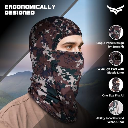 XTRIM Face Mask for Men & Women, Balaclava for Bike Riding, UV Protected Breathable Helmet Liner, Anti-Hair Fall, Sweat Absorbing & Odour Free, Sun & Dust Protection (Camo Green, Cotton) - Image 2