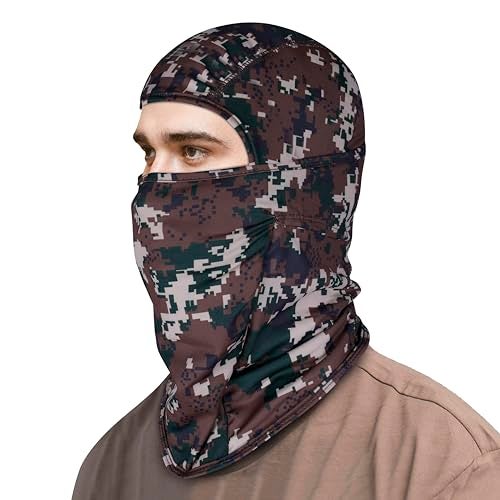XTRIM Face Mask for Men & Women, Balaclava for Bike Riding, UV Protected Breathable Helmet Liner, Anti-Hair Fall, Sweat Absorbing & Odour Free, Sun & Dust Protection (Camo Green, Cotton) - Image 1