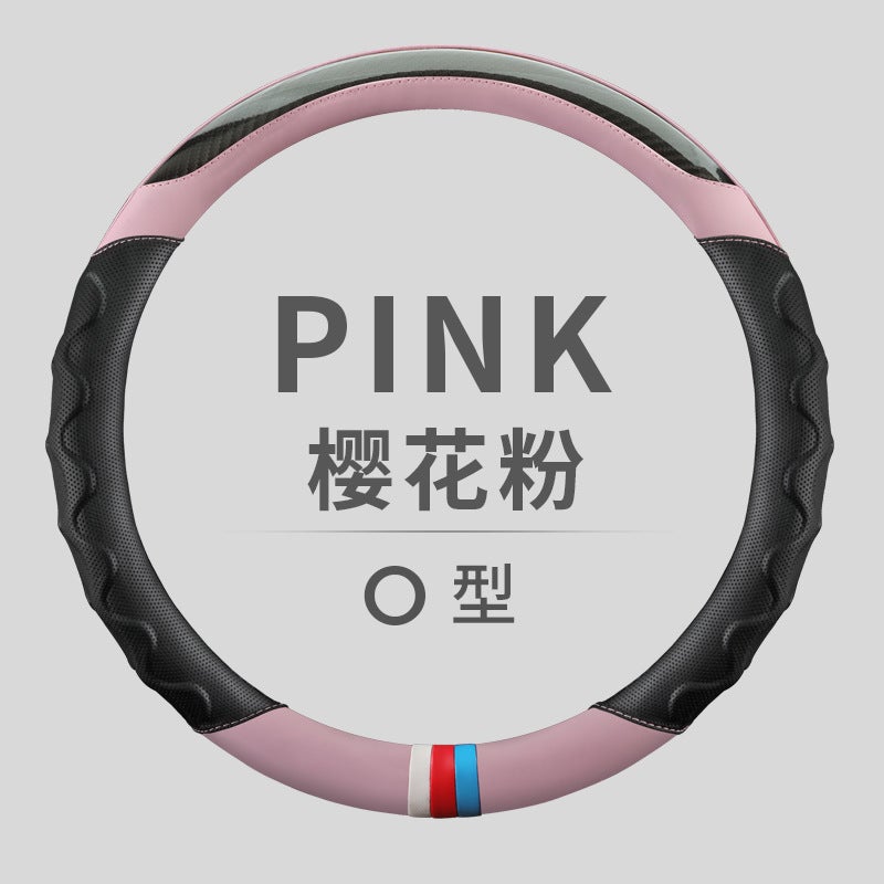 Generic Manufacturers make new handlebar cover fashion stitching four seasons available car steering wheel cover leather carbon fiber six colors  - Image 2
