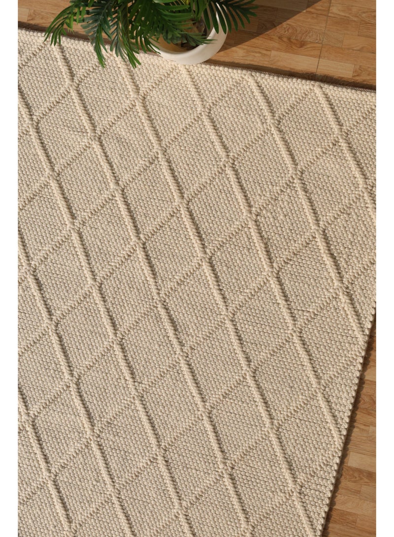 Ramsha Handmade woven rug srn-041 Wool rug area rug for bedroom living room carpet Woven rug natural and white color rug - Image 1