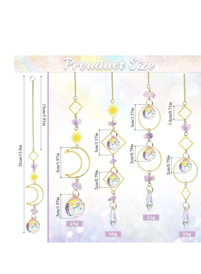 SYOSI Crystal  Rainbow Hanging Prism Ornament Pendant Home Garden Car Decoration 4 Pack Gift Kit Sun Catchers Indoor Window, 13.8 Inc - Image 5