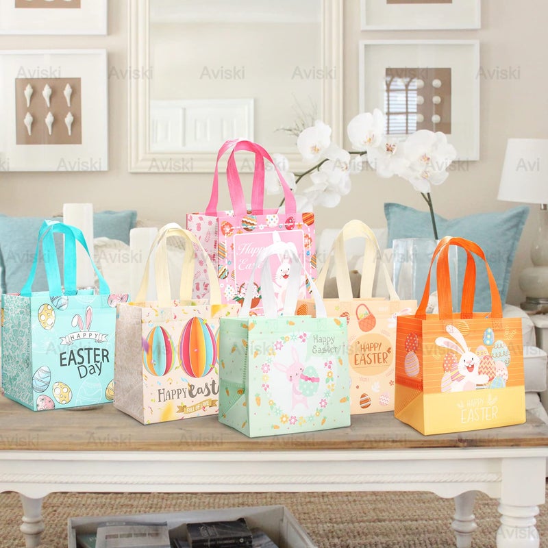 Aviski 6PCS Happy Easter Egg Hunt Bags Easter Bunny Carrot Chick Egg Gift Bags with Handles, Easter Treat Bags, Multifunctional Non-Woven Bags for Gifts Wrapping, Egg Hunt Game, Easter Party Supplies, - Image 4