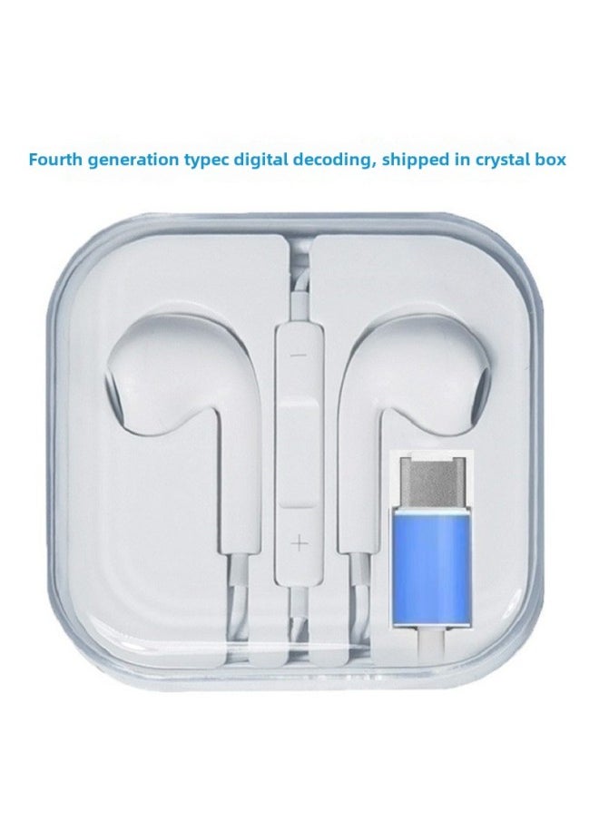 Generic - Wired Headset Suitable For Apple 4 Generation Headset Huawei Xiaomi TYPE-C In-ear Oppo Wired Headset-Color:Four-generation Digital Decoding Typec Crystal Box [real Three-dimensional Copper Ring Speaker]] - Image 1