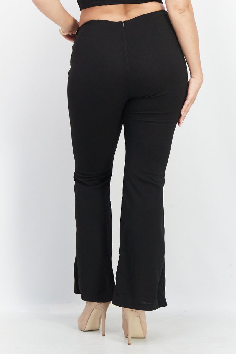 MISSY EMPIRE Women Regular Fit Plain Cut Out Wide Leg Pants, Black  - Image 2