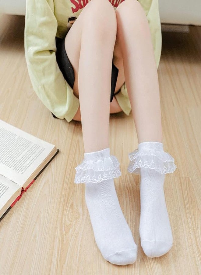 Yanwenx Girls Frill Socks Ankle length Princess Socks Beautiful Fancy Frill Soft Cotton Socks For Girl Lace Bootie Socks Set Of 5,3-6 Months - Image 2