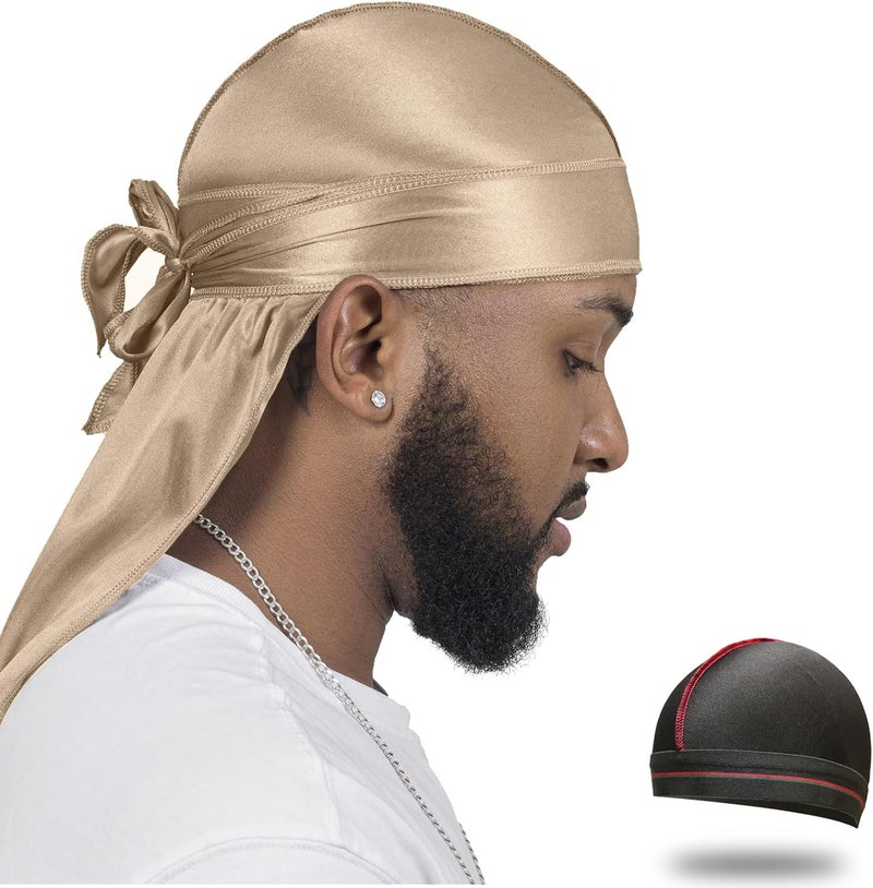 ForceWave Silky Durag for Men Wave Cap Satin Dorag for Men Women 360 Wave - Image 1