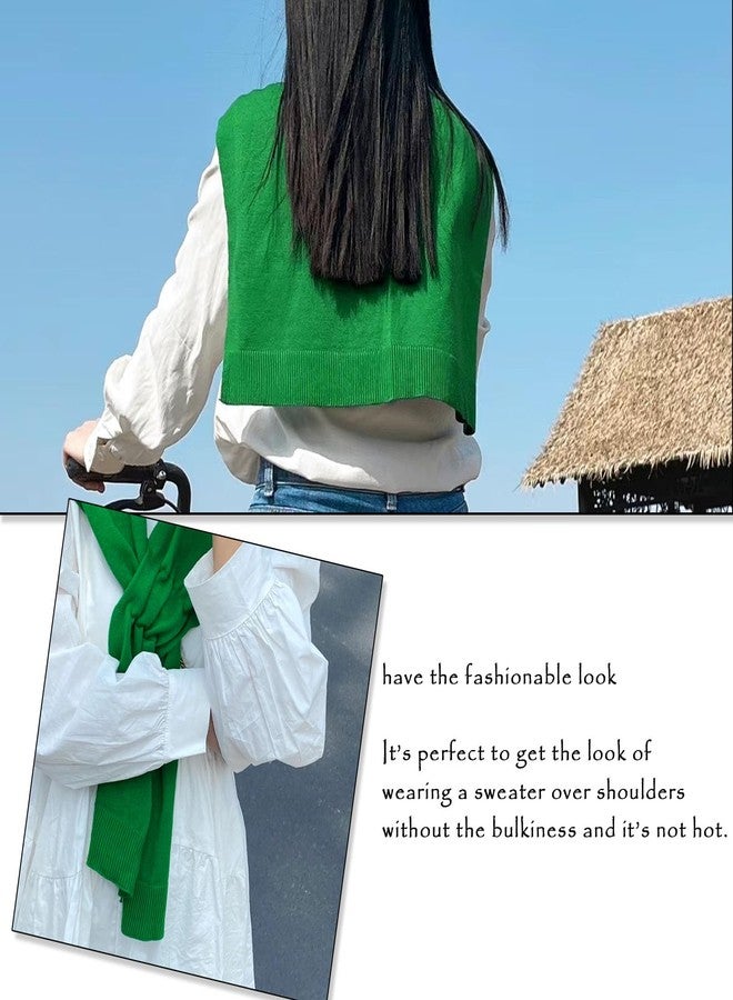 huablo Women's Fashion Knitted Shawl - Khaki Sweater Shawl for Air-Conditioned Rooms, Green, One size - Image 3
