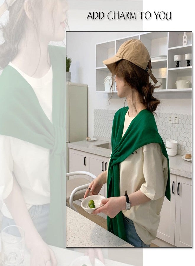 huablo Women's Fashion Knitted Shawl - Khaki Sweater Shawl for Air-Conditioned Rooms, Green, One size - Image 2