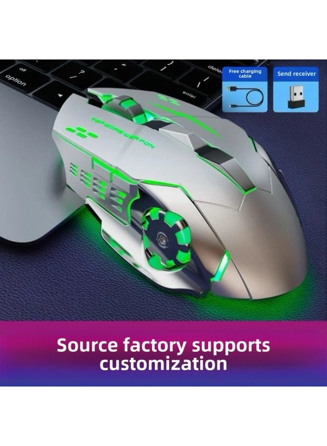 Wireless Mouse Bluetooth Mute Charging Game E-sports Office Notebook Universal Computer Accessories Mouse Customization-Color:Plug And Play [wired Silver] Hot Wheels - Image 3