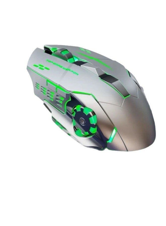 Wireless Mouse Bluetooth Mute Charging Game E-sports Office Notebook Universal Computer Accessories Mouse Customization-Color:Plug And Play [wired Silver] Hot Wheels - Image 1