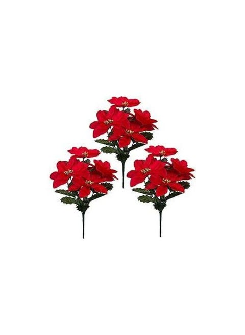 Set of 3 Artificial Poinsettias - 9.8-inch