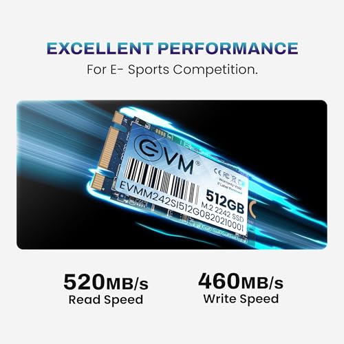 EVM 512GB M.2 SATA III SSD 2242 | Internal Solid State Drive | 520MB/s Read | 460MB/s Write | High Performance Storage | Shock Resistant | Laptop & Desktop Compatible | 5 Year Warranty (EVMM242/512GB) - Image 3