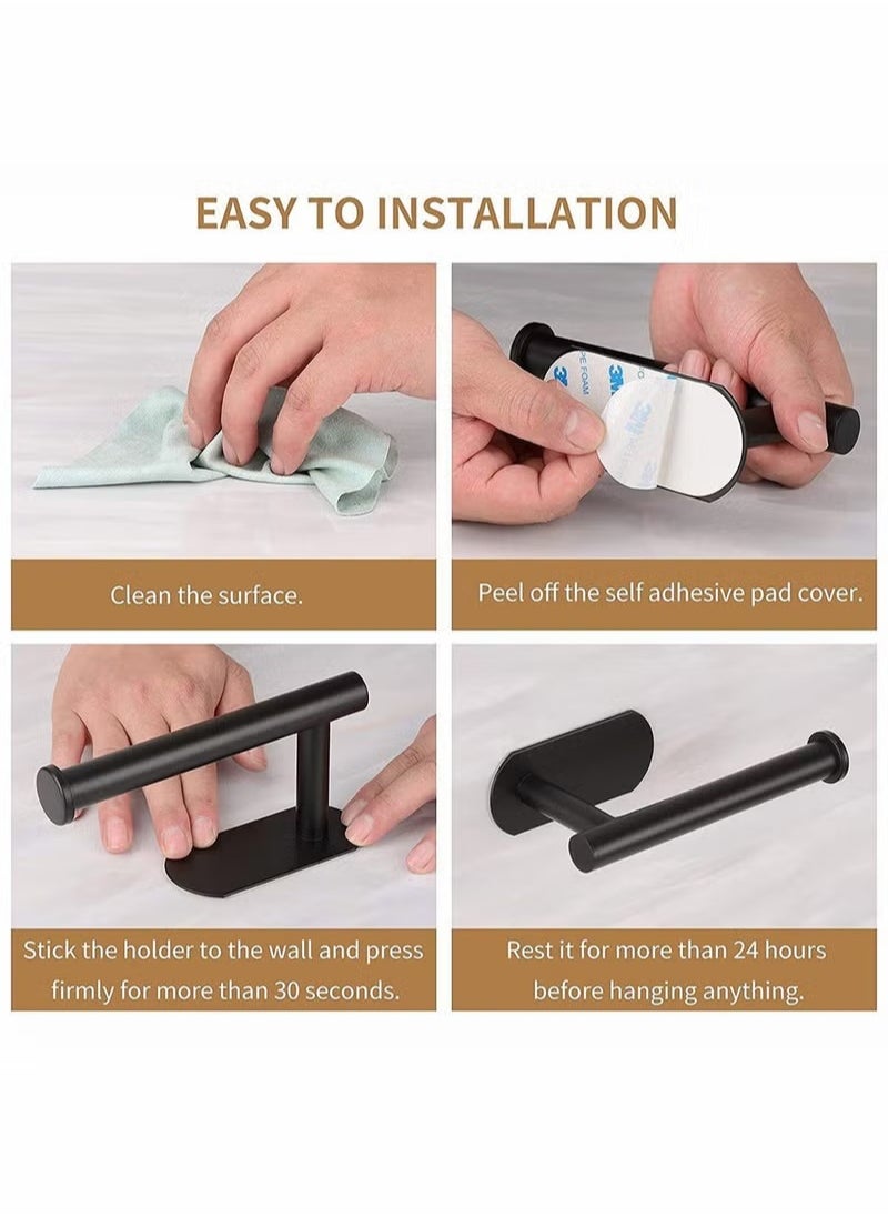 Generic - Stainless Steel Toilet Paper Holder Wall Mount Self Adhesive Bathroom Paper Towel Roll Holder for Home and Kitchen - Image 1